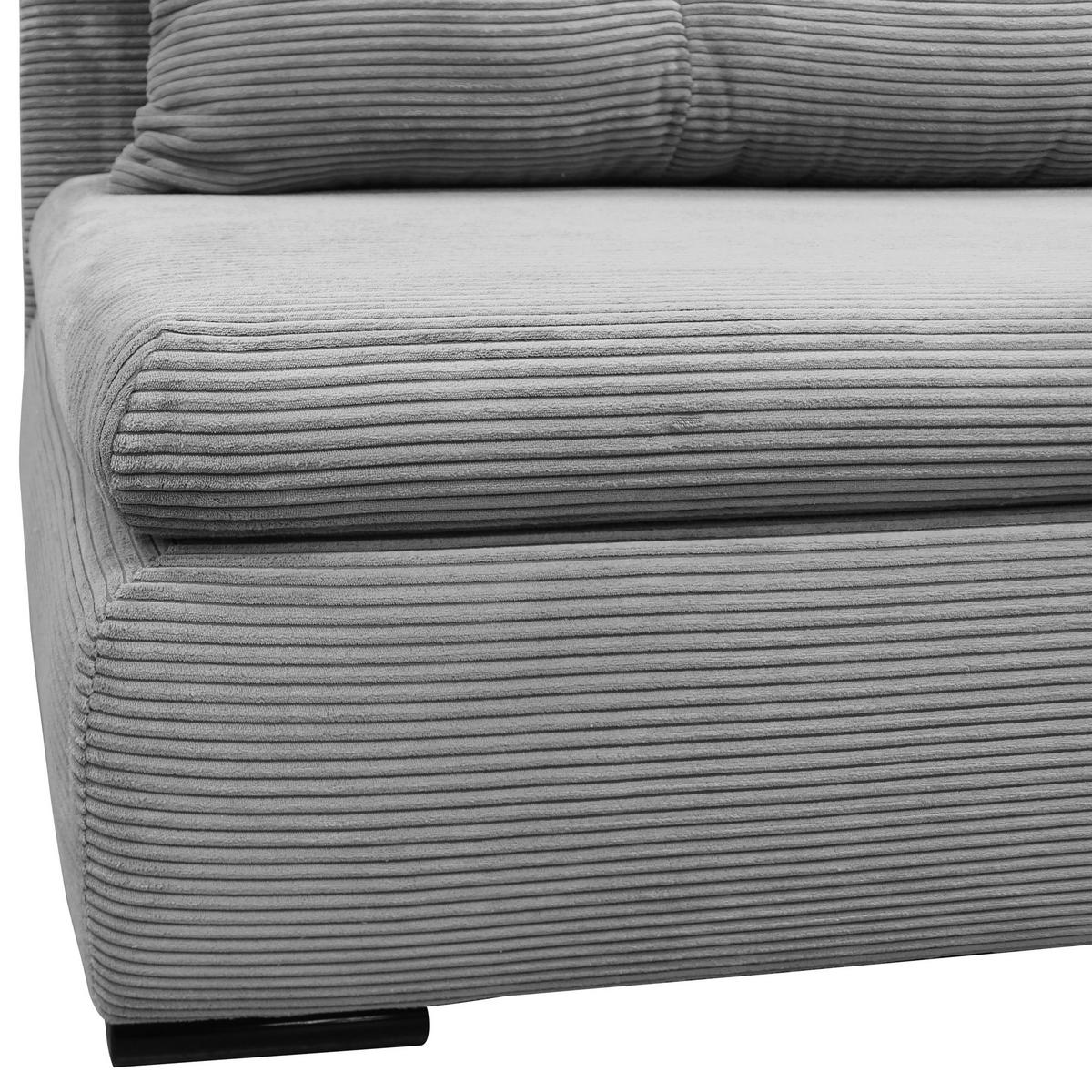 Schlafsofa mit Bettkasten Yellow B: 154 cm Cord Hellgrau - Hellgrau/Schwarz, Design, Textil (154/93/85cm) - MID.YOU