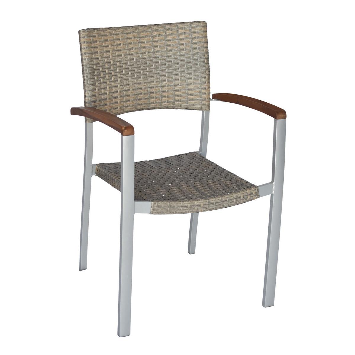 Gartengarnitur 5-Tlg. Silano Alu/Holz/Kunststoff - Beige/Silberfarben, ROMANTIK / LANDHAUS, Holz/Kunststoff - Gardenson