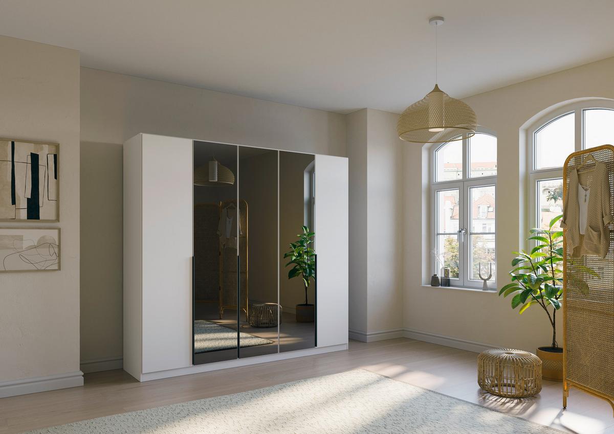 Drehtürenschrank Skyla Weiß/glas 226 Cm - Weiß, MODERN, Holzwerkstoff (226/210/54cm) - Rauch Möbel