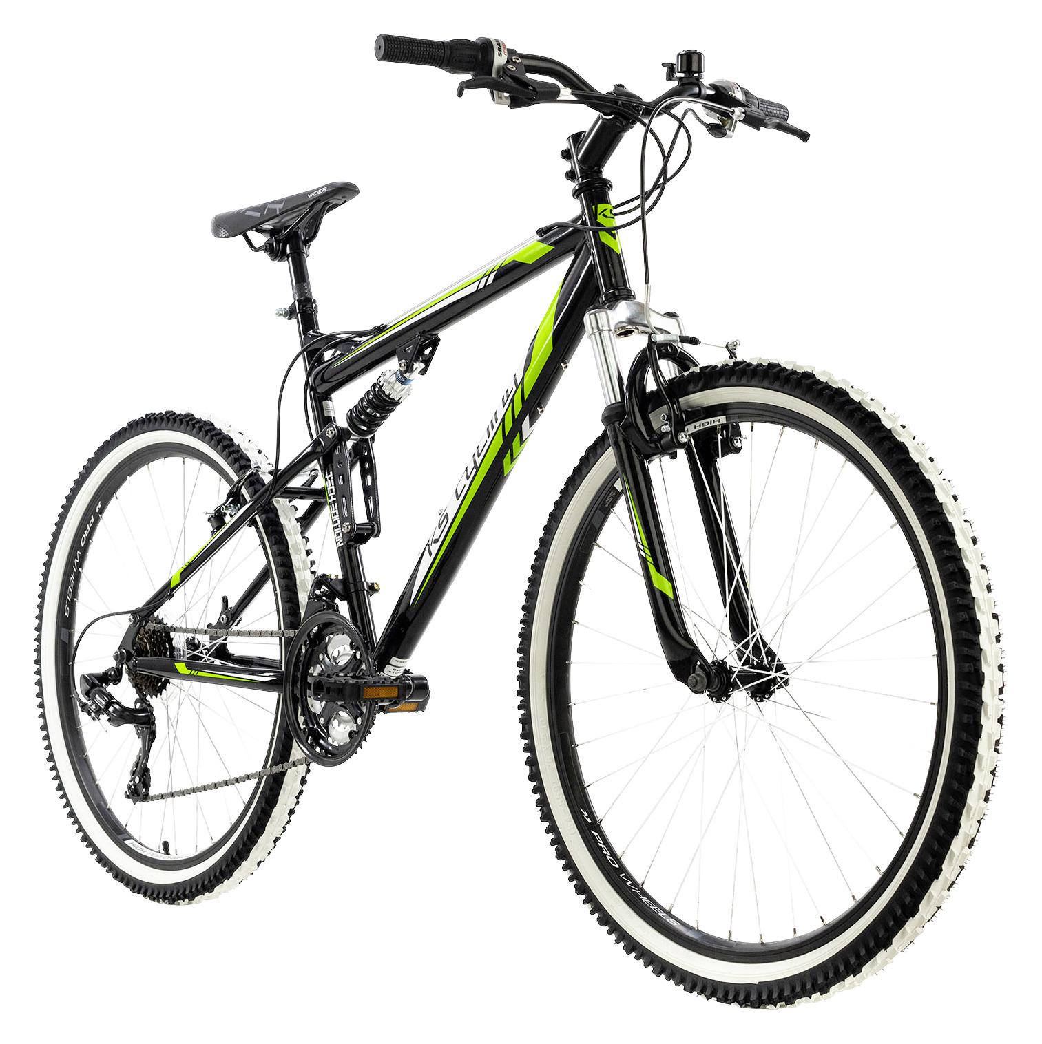 Mountainbike Fully 26 Zoll Scrawler 21 Gänge - Schwarz/Grün, Basics, Metall (180/70cm) - KS Cycling
