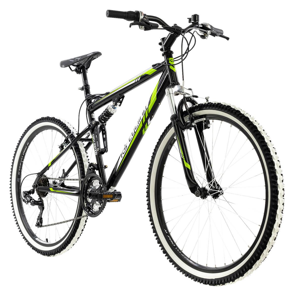 Mountainbike Fully 26 Zoll Scrawler 21 Gänge - Schwarz/Grün, Basics, Metall (180/70cm) - KS Cycling