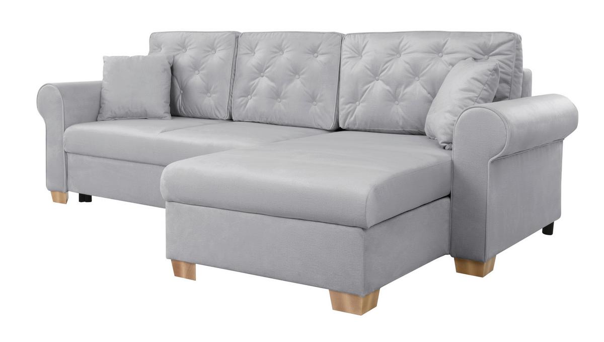 Ecksofa Arles Hellgrau 20 S: 266x161 Cm - Buchefarben/Hellgrau, Design, Textil (266/161cm) - MID.YOU