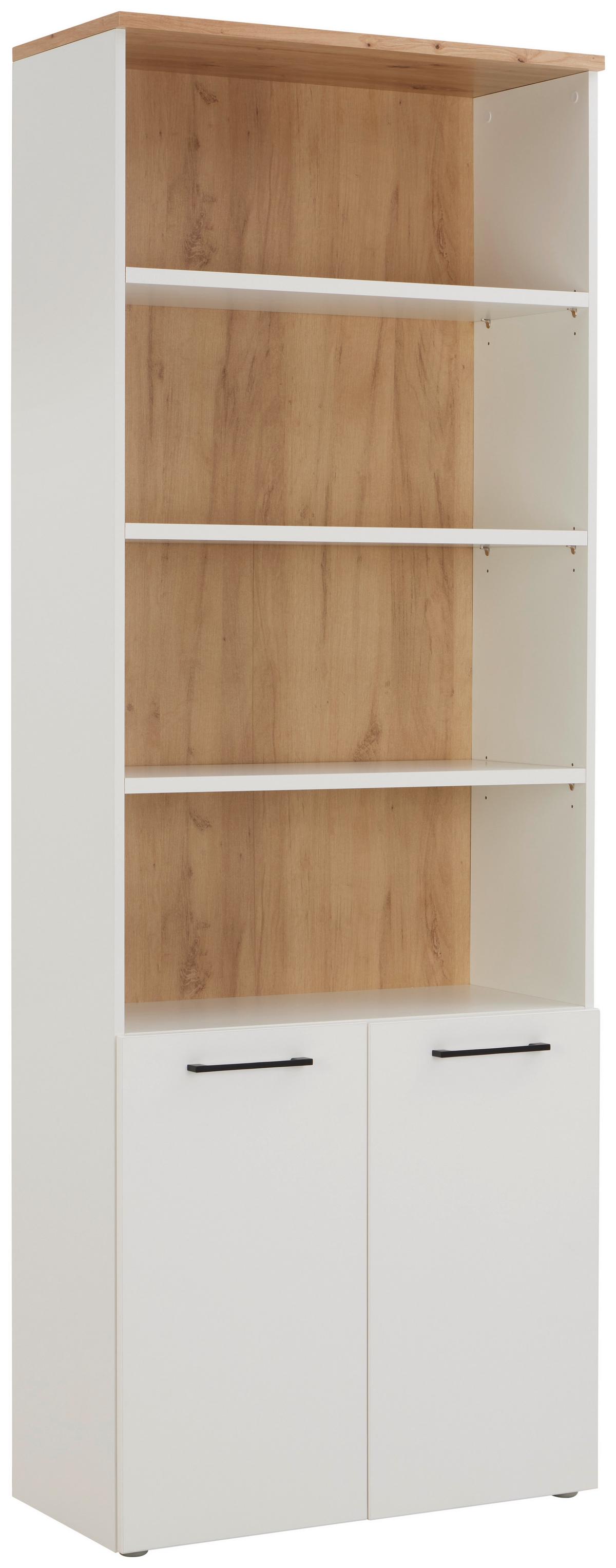 Aktenregal Kontor 3 Eiche Dekor Weiss B: 80 Cm - Eichefarben/Grau, MODERN, Holzwerkstoff (80/220/38cm)