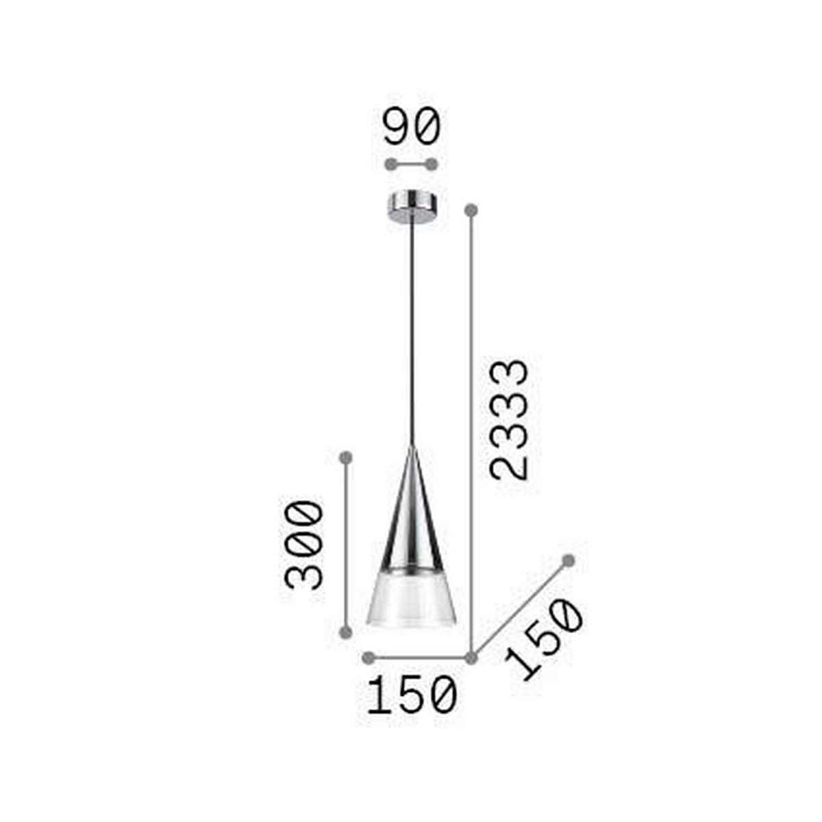 Hängeleuchte Cono Klar Chromfarben D: 15 Cm - Klar/Chromfarben, KONVENTIONELL, Glas/Metall (15/50/233cm) - Ideal Lux