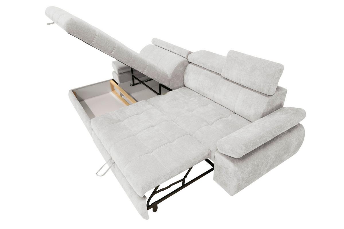 Rohová sedačka VEGAS, levá, světle šedá žinylka - černá/světle šedá, Design, dřevo/textil (173/294cm)