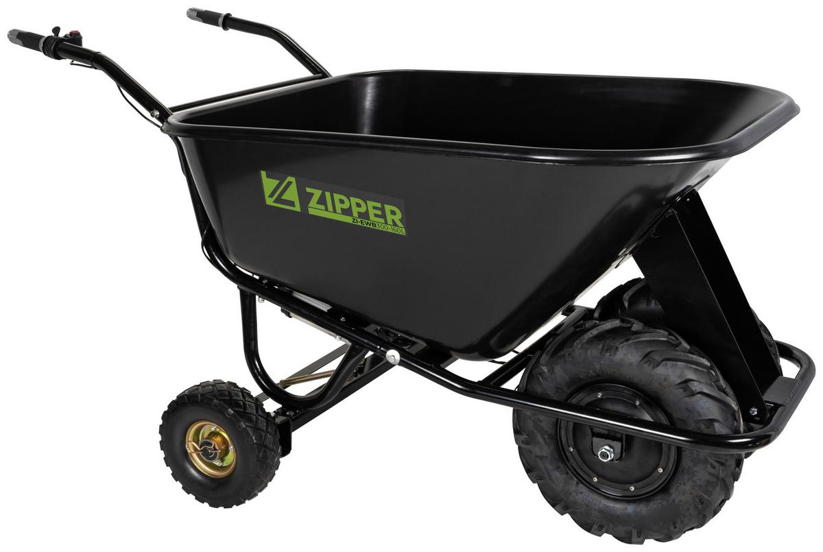 Elektro-Schubkarre Zi-Ewb300 Schwarz Akku 160 L - Schwarz, Basics, Metall (91/50/112cm) - Zipper