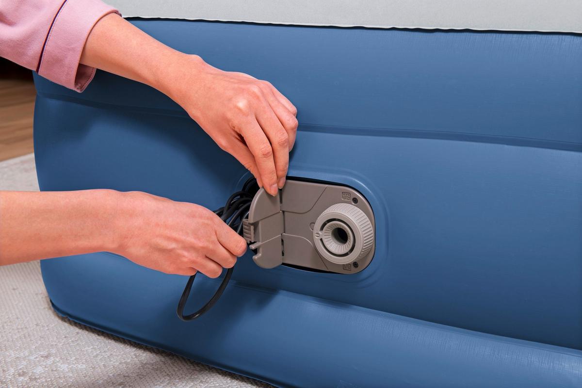 Luftbett Kerstin 191x97x46 cm Bis 300kg, inkl. Pumpe - Blau/Dunkelgrau, KONVENTIONELL, Kunststoff/Metall (191/97/46cm) - Bestway