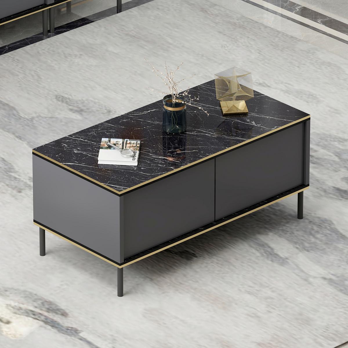 Couchtisch Imaj Anthrazit/schwarz B: 90 Cm - Anthrazit/Schwarz, Design, Holzwerkstoff/Metall (90/45/40cm) - Livetastic