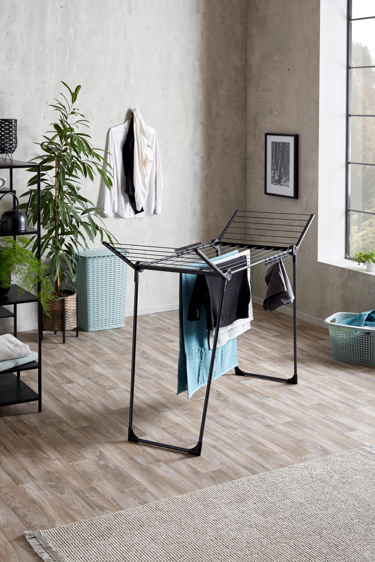 Standtrockner 81690 Pegasus Solid Black - Schwarz, Basics, Kunststoff/Metall (157/87/55cm) - Leifheit