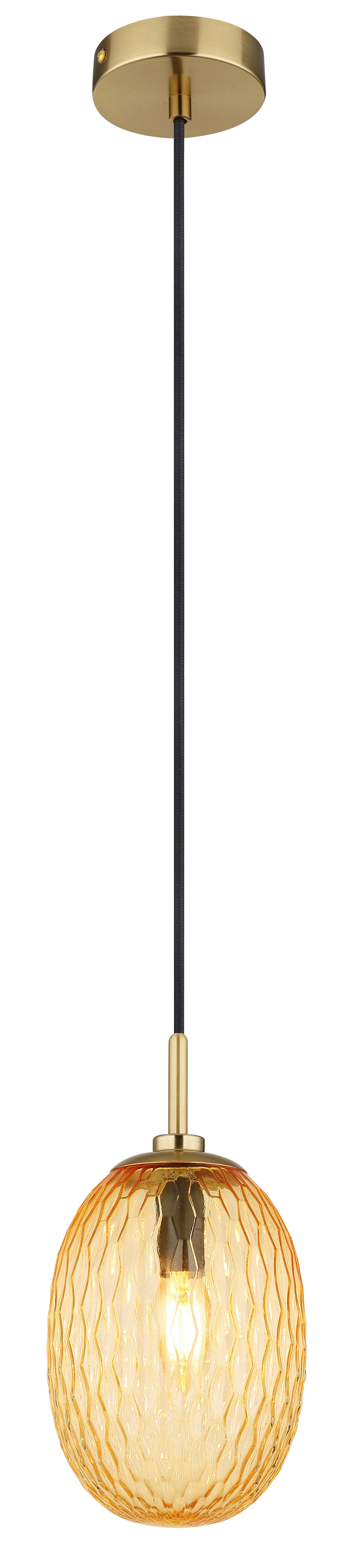 Hängeleuchte 15899h - Goldfarben/Schwarz, Basics, Glas/Textil (15/120cm) - Globo