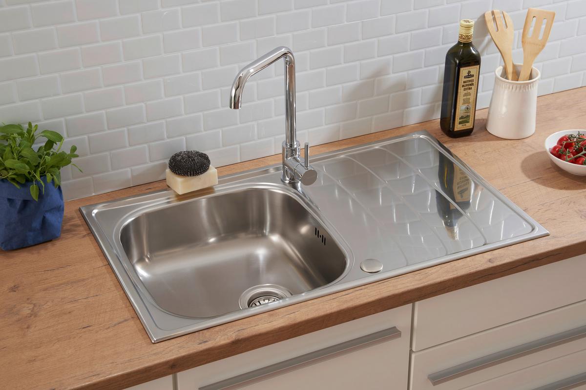 Spüle Respekta Edelstahl Bxt: 86x50 Cm - Edelstahlfarben, Trend, Metall (86/19/50cm) - Respekta