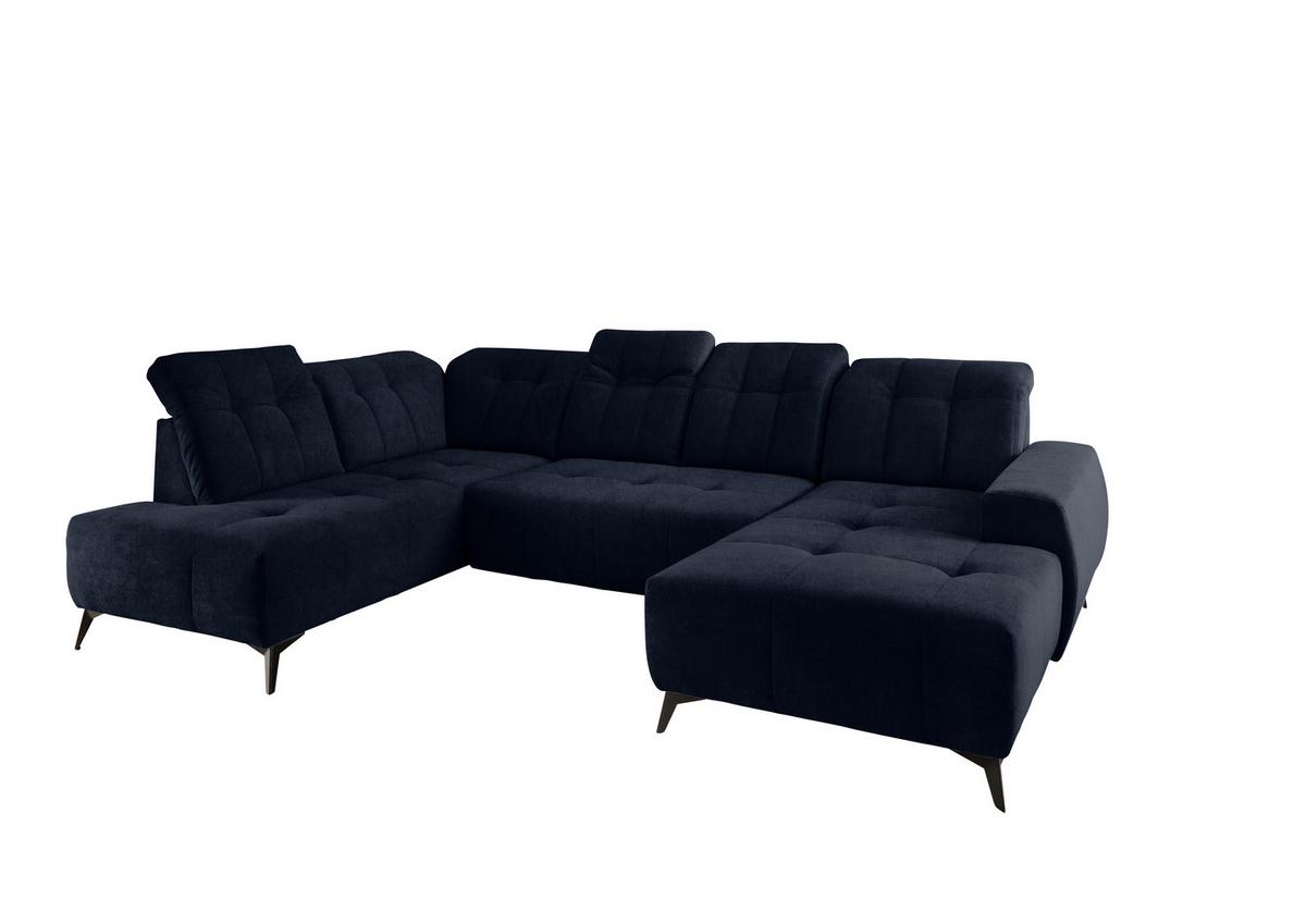 Ecksofa, Sitzvorzug Elektrisch Sano, Dunkelbl., 200x337x180cm - Schwarz/Dunkelblau, MODERN, Textil (200/337/180cm) - Livetastic