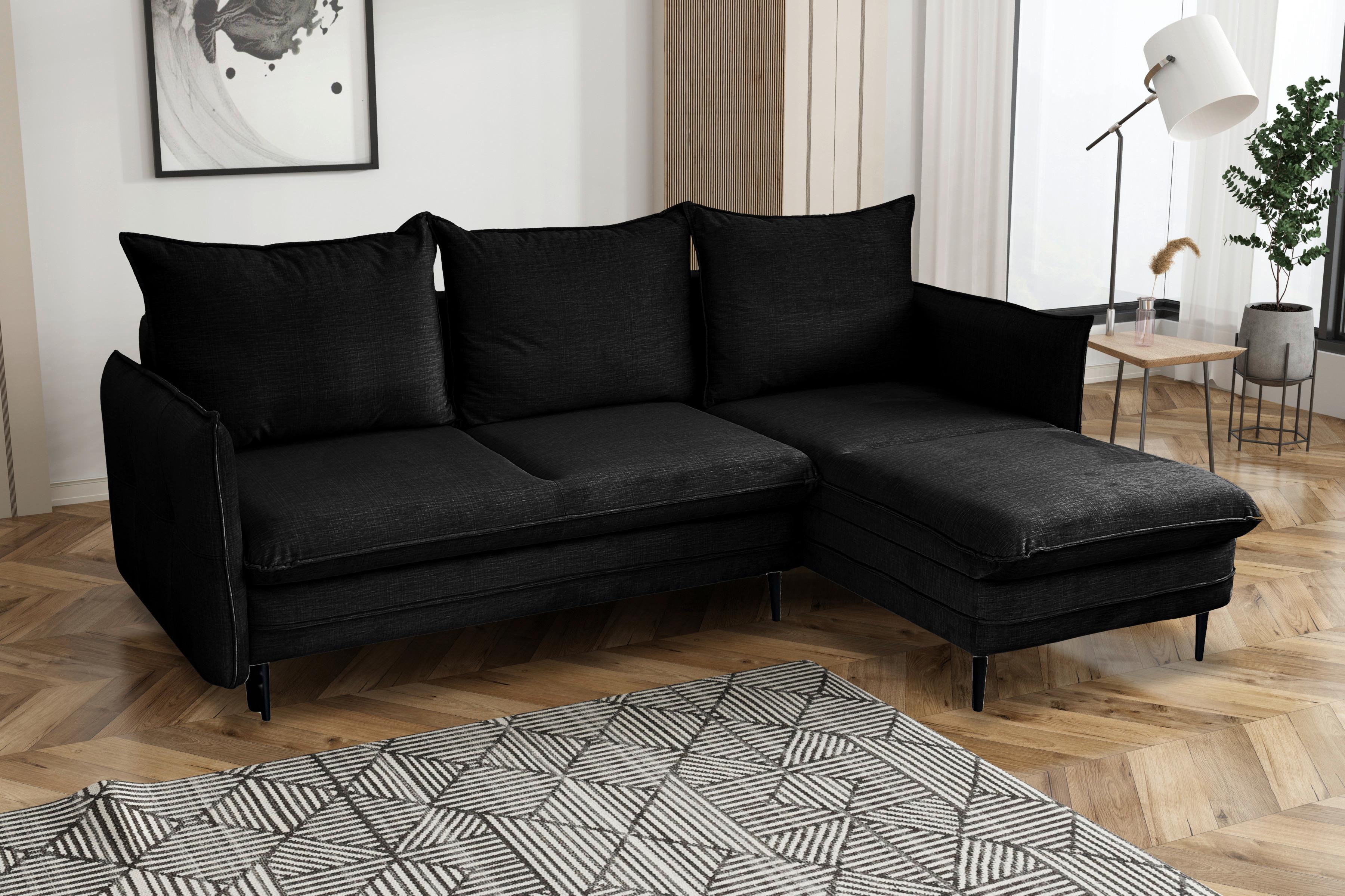 Ecksofa Mit Bettkasten Melody Schwarz S: 170x235 Cm - Schwarz, Design, Textil (170/235cm) - MID.YOU