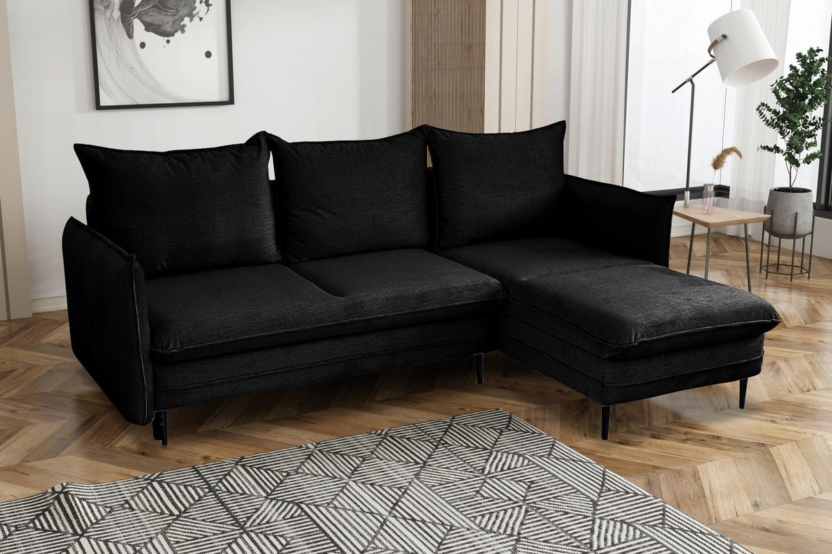 Ecksofa mit Bettkasten Melody Schwarz S: 170x235 cm - Schwarz, Design, Textil (170/235cm) - MID.YOU