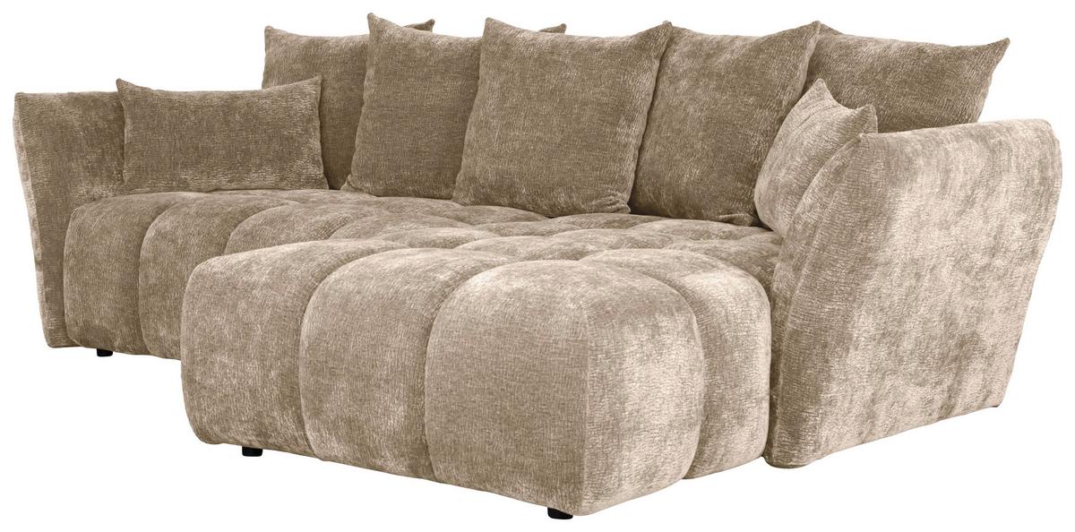 Univerzálna sedačka CAMMELLIO, sivohnedá ženilka, 7 vankúšov - čierna/taupe, Modern, textil (296/189cm) - Mömax