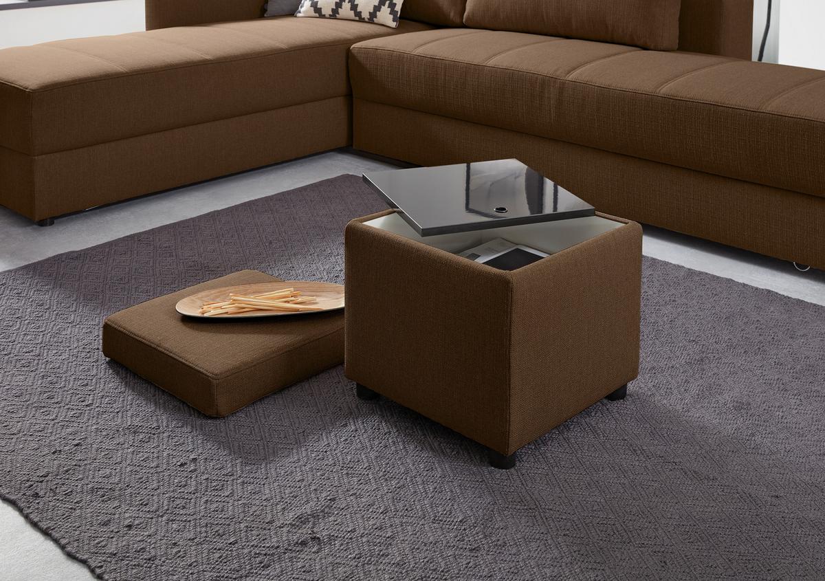 Hocker Looks IIi - Dunkelbraun/Schwarz, Design, Textil (45/47/45cm) - LOOKS by W.Joop