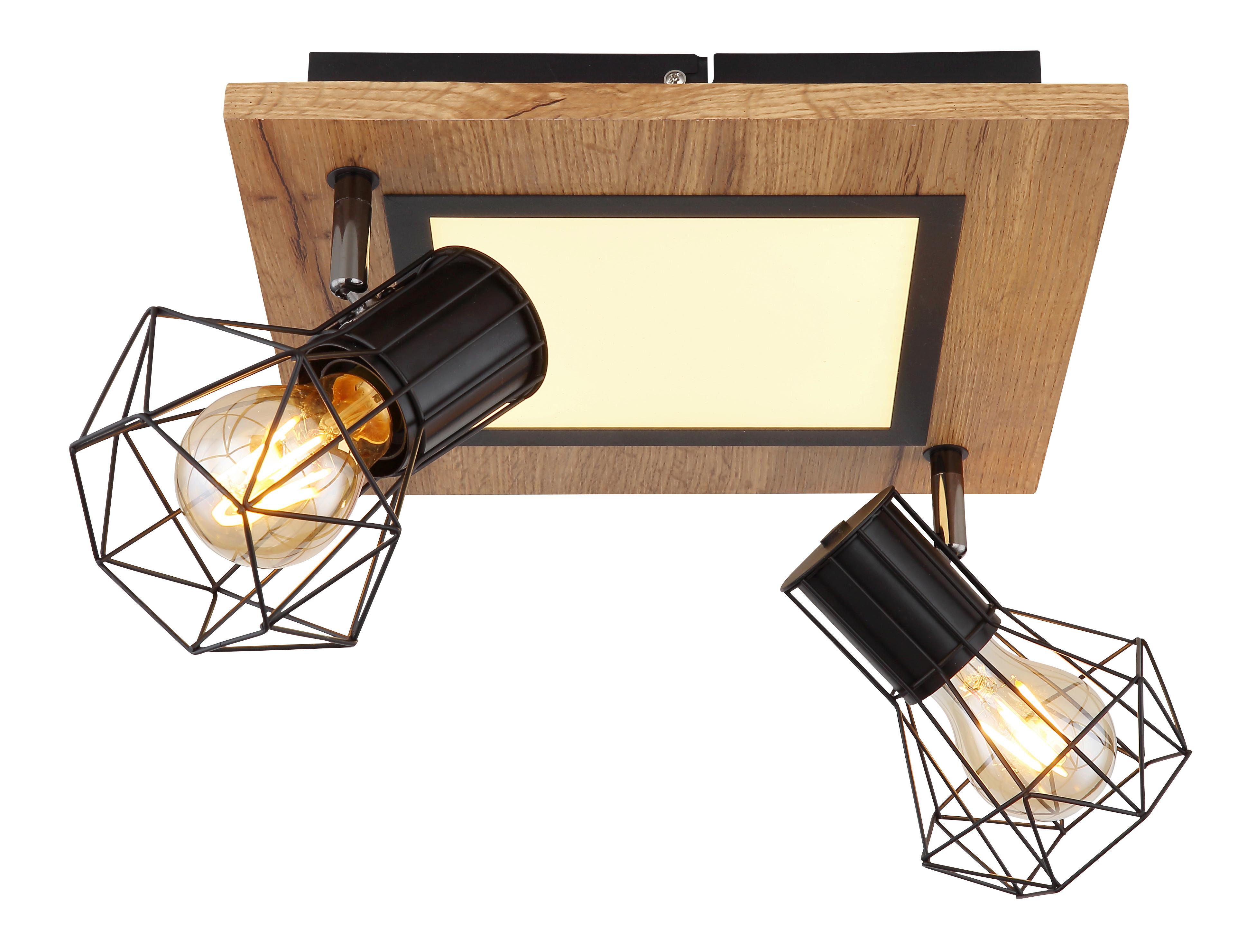 Led Mennyezeti Lámpa 54017d2 - Sötétbarna/Opál, Basics, Faalapú anyag/Műanyag (30/30/22,5cm) - Globo