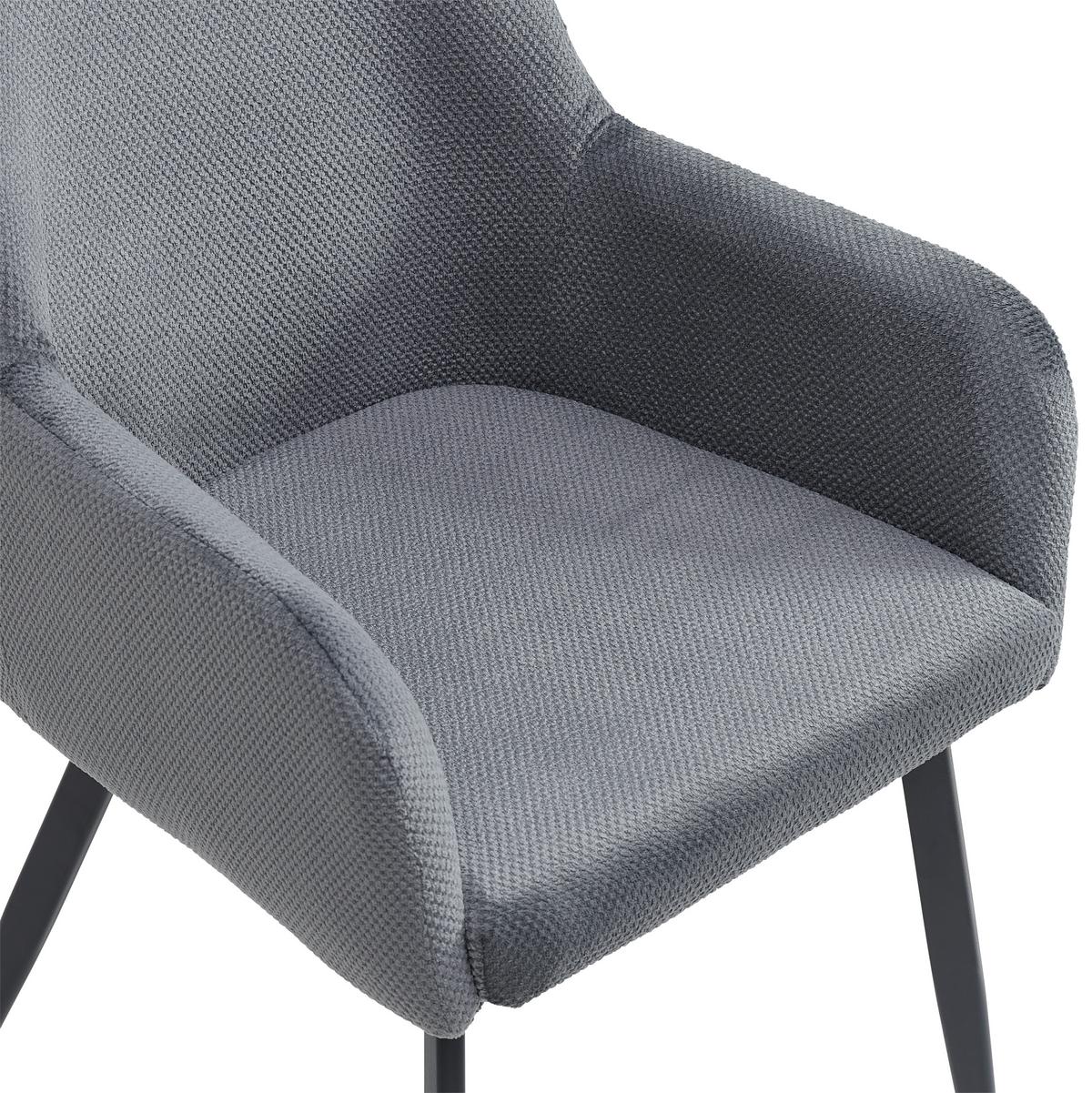 Armlehnstuhl Amanda - Schwarz/Grau, LIFESTYLE, Textil/Metall (56/87/60cm) - MID.YOU