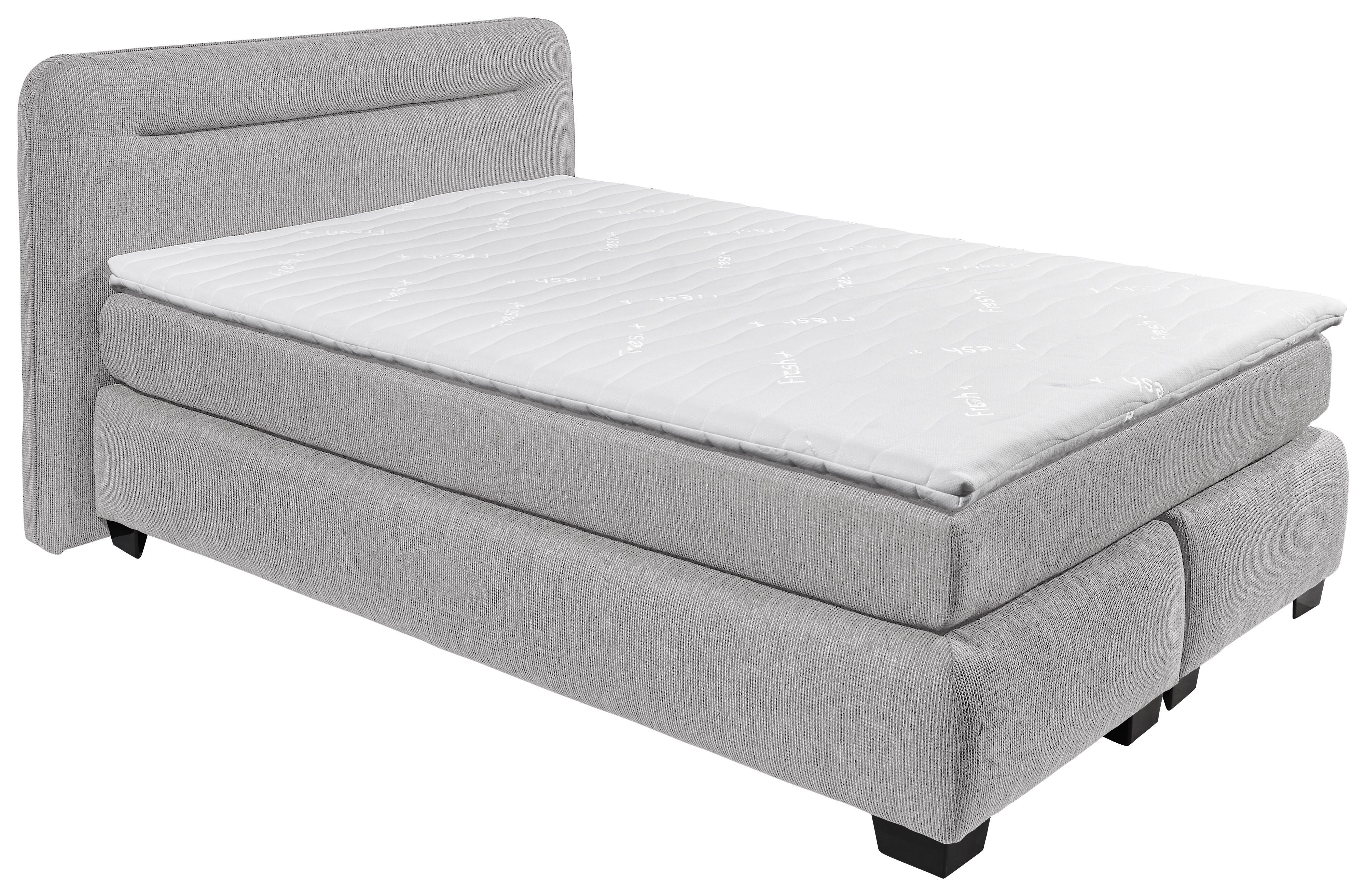 Boxspringbett Maine 1 ca. 140x200 cm - Silberfarben/Hellgrau, Basics, Holzwerkstoff/Textil (140/200cm) - Carryhome
