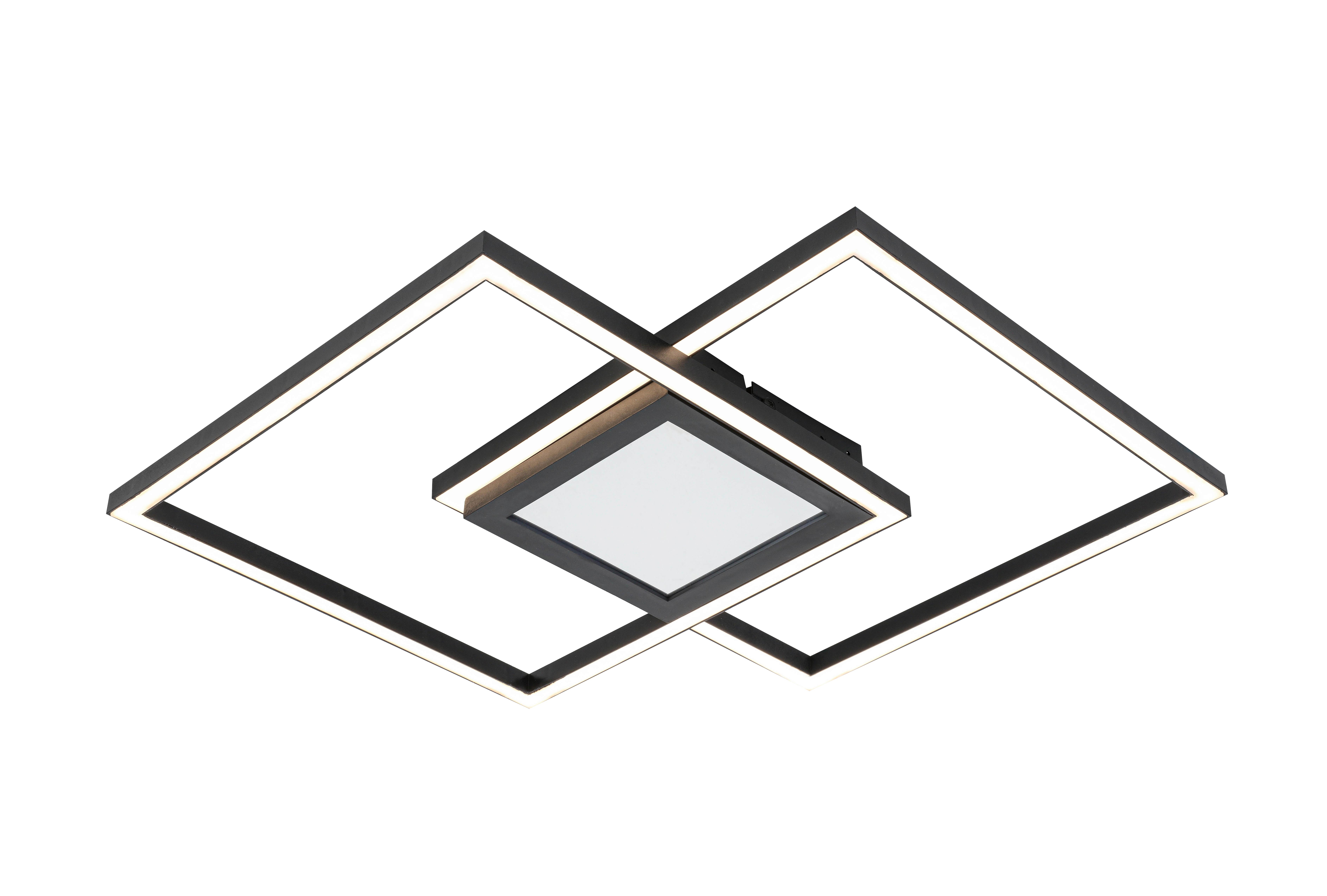 STROPNÉ LED SVIETIDLO VUIO - čierna, Modern, kov/plast (59/42/4,5cm) - Mömax