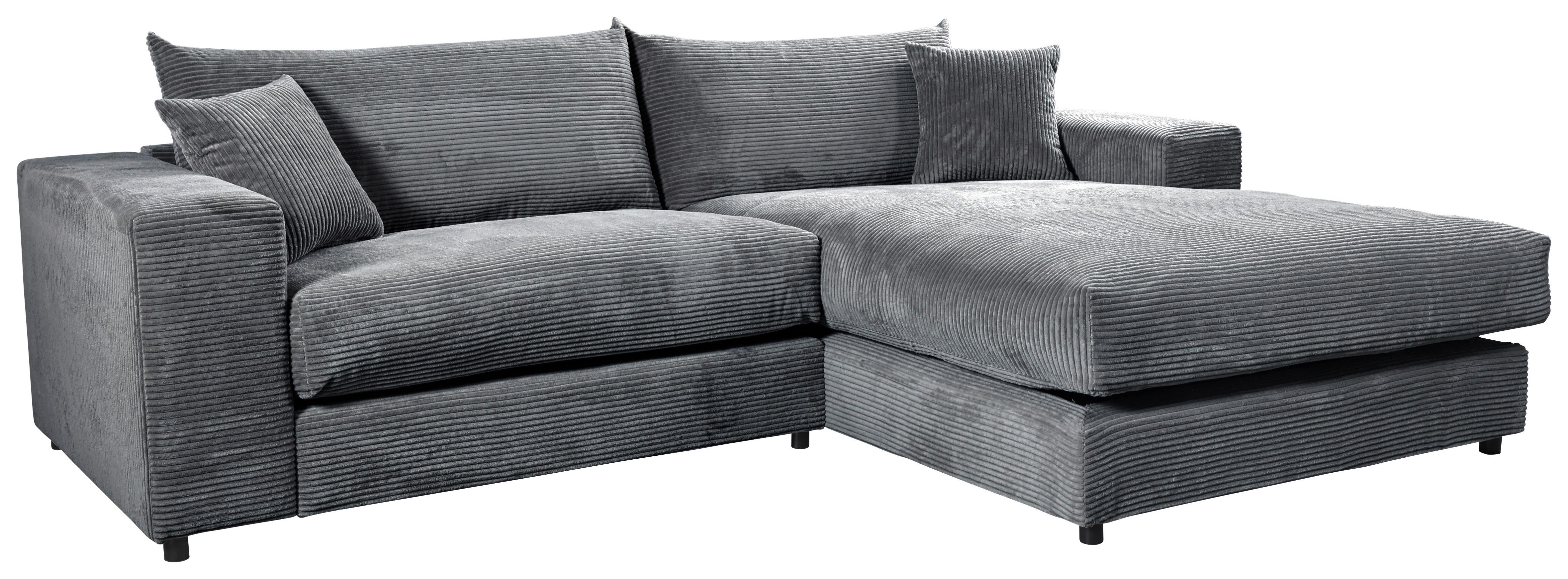 Ecksofa Funny S Rechts Dunkelgrau S: 265x180 cm - Dunkelgrau/Schwarz, Basics, Textil (265/180cm) - Livetastic