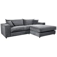 Ecksofa Funny S Rechts Dunkelgrau S: 265x180 cm - Dunkelgrau/Schwarz, Basics, Textil (265/180cm) - Livetastic