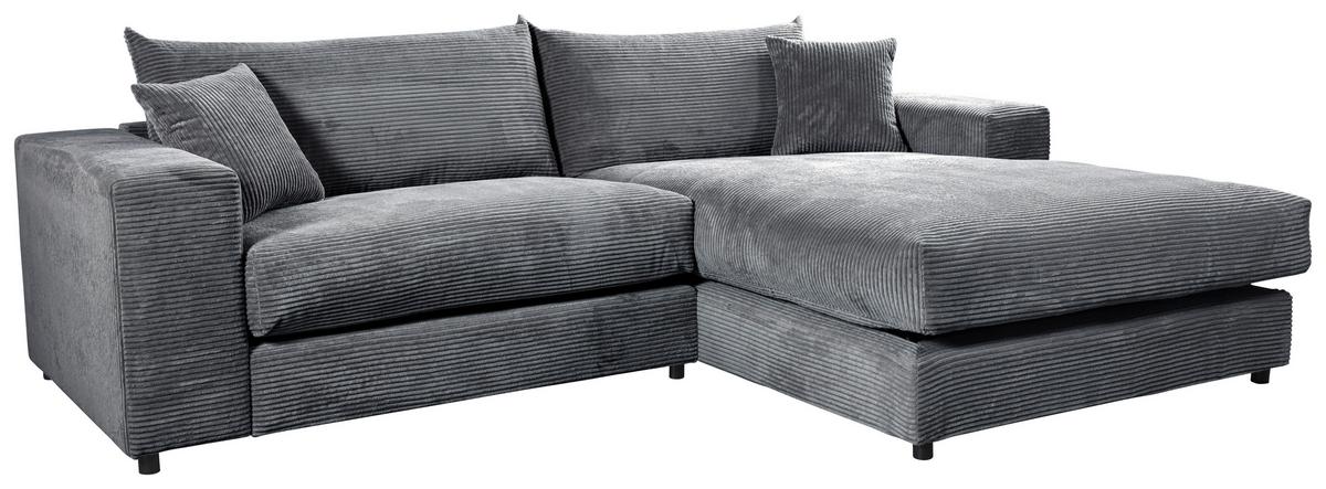 Ecksofa Funny S Rechts Dunkelgrau S: 265x180 cm - Dunkelgrau/Schwarz, Basics, Textil (265/180cm) - Livetastic