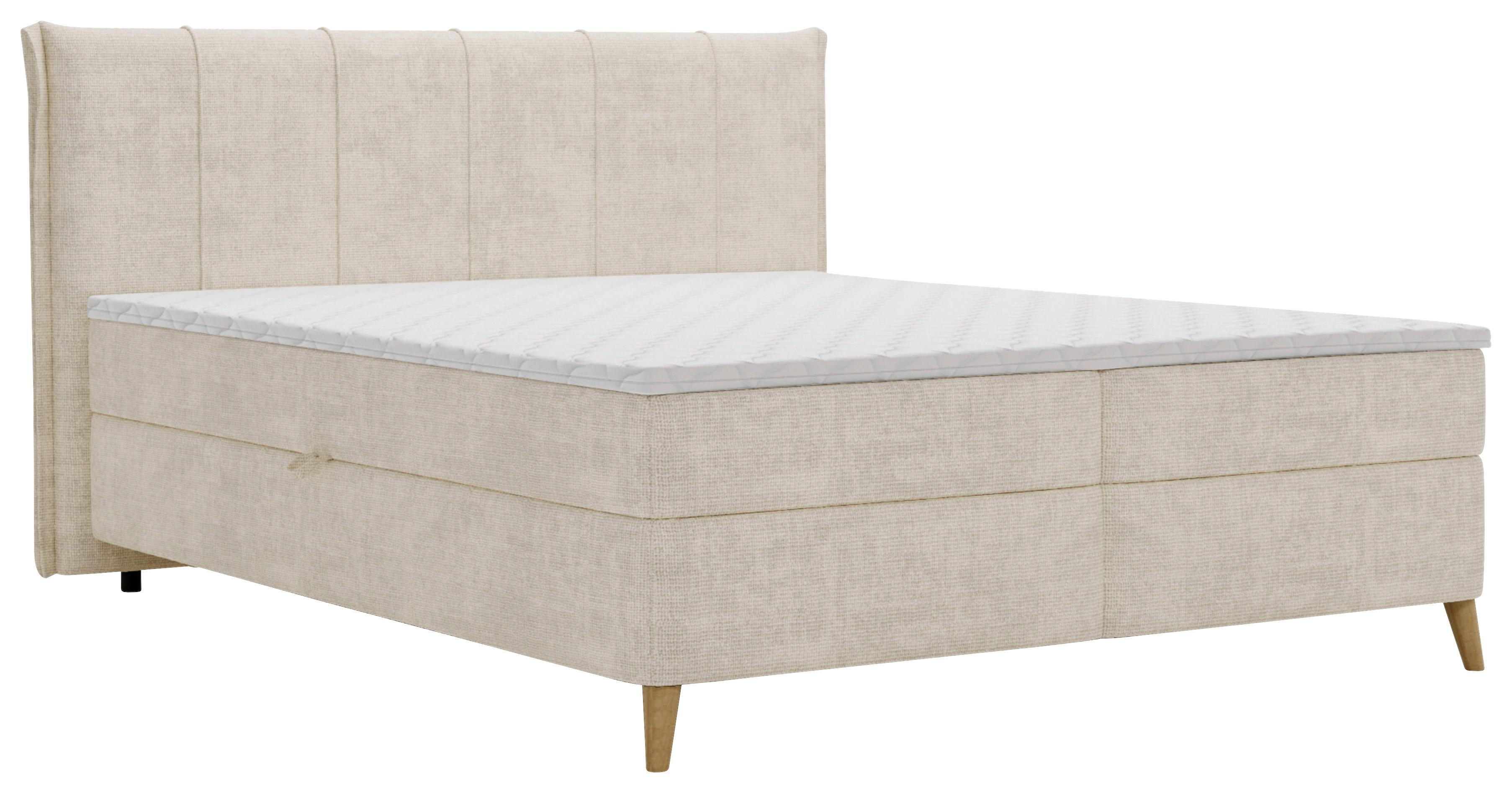 Americká posteľ VELORIA béžová - sivá/prírodná farba, Konventionell, drevo/textil (160/200cm) - Mömax