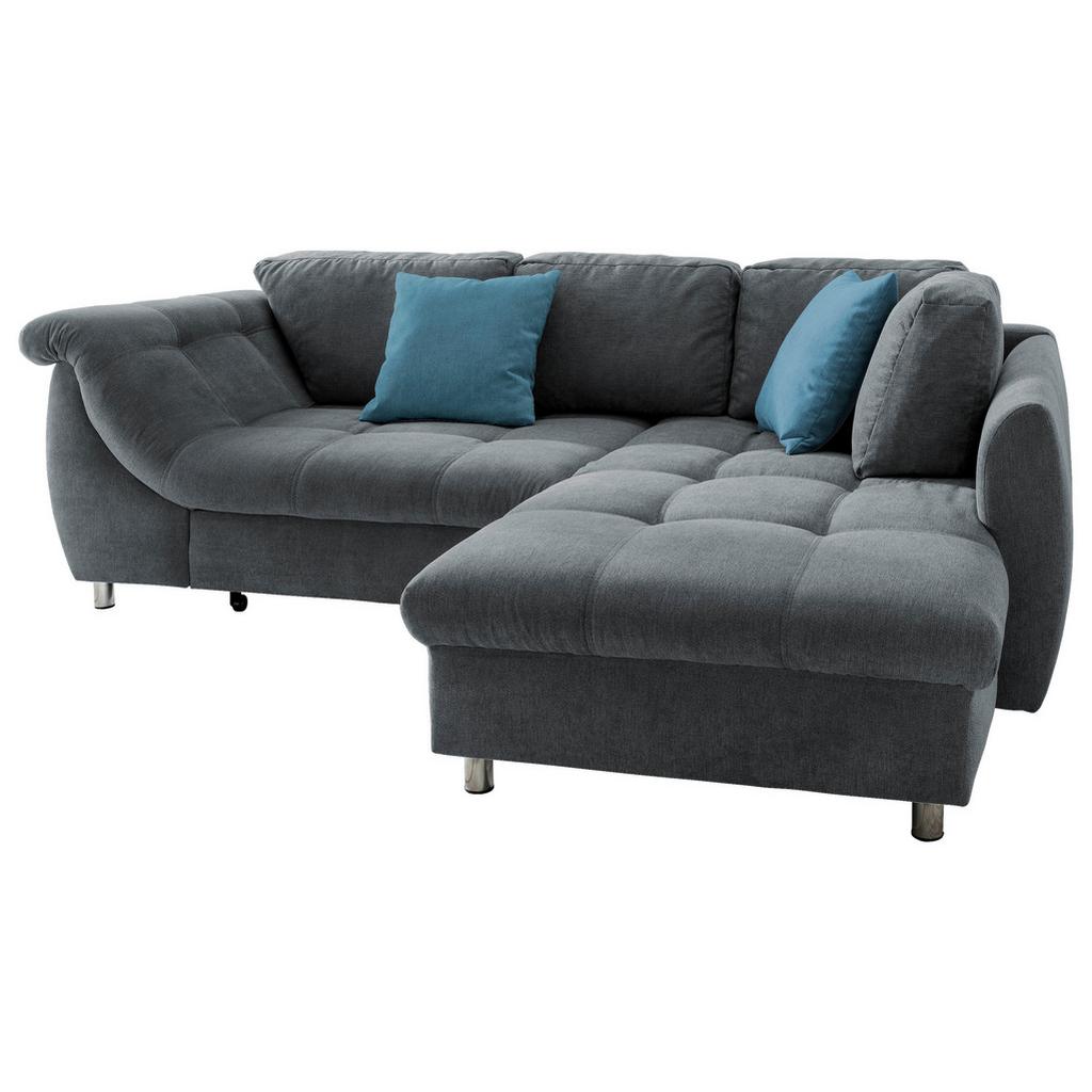 Ecksofa mit Schlaffunktion Agira Anthrazit/Blau 250x190cm