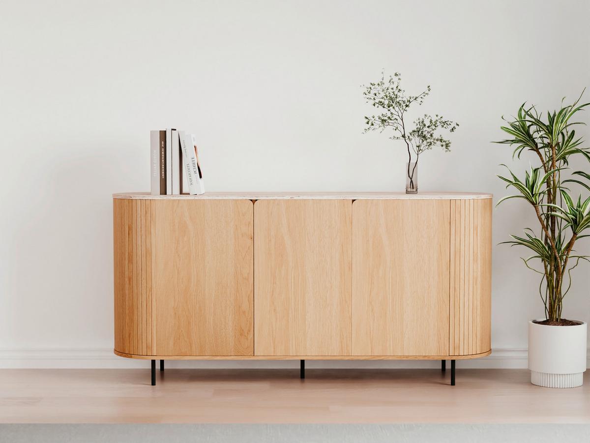 Sideboard Fabia Eichefarben B: 160cm - Eichefarben/Schwarz, Design, Holzwerkstoff (160/80/40cm) - MID.YOU
