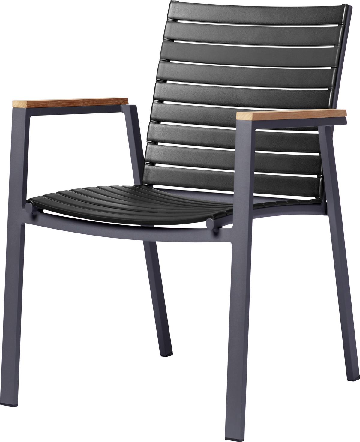 Gartensessel Stapelbar Mood Extreme Kunststoff - Anthrazit/Schwarz, KONVENTIONELL, Holz/Kunststoff (56,5/84/62cm) - Gardenson