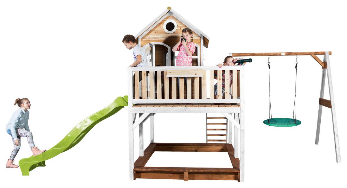 Spielturm A030.154.11 - Braun/Weiß, KONVENTIONELL, Holz (613/291/277cm) - Ambia Garden