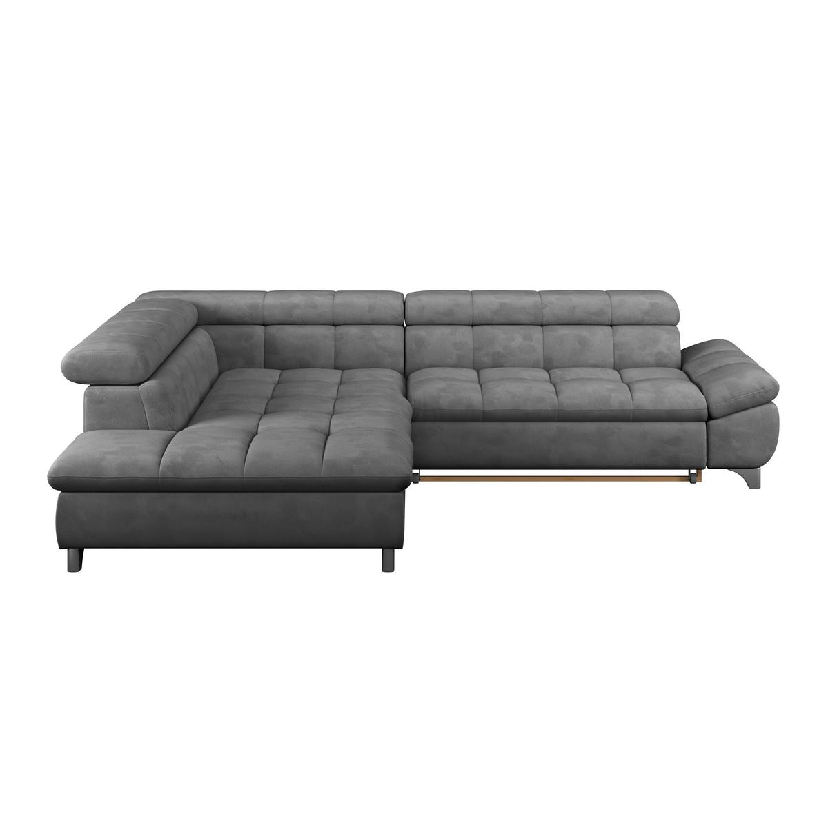 Ecksofa Gemini Dunkelgrau, B: 234cm - Chromfarben/Dunkelgrau, KONVENTIONELL, Textil (234/312cm)