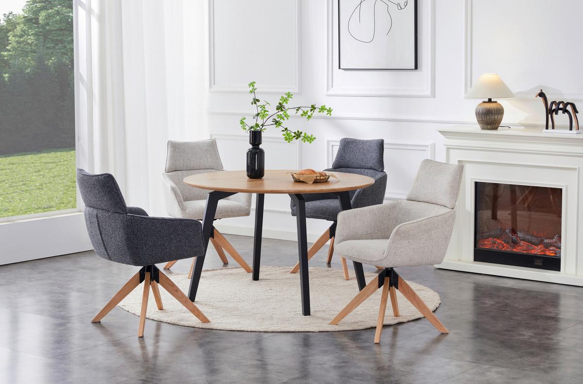 Armlehnstuhl Maris Webstoff Anthrazit, B: 60 cm - Anthrazit/Naturfarben, KONVENTIONELL, Holz/Textil (60/94/67cm) - Livetastic