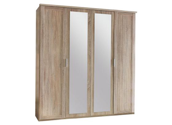 Drehtürenschrank mit Spiegel 180cm Nadja, Sägerau Dekor - Eichefarben, KONVENTIONELL, Glas/Holzwerkstoff (180/210/58cm) - Cantus Drehtürenschrank mit Spiegel 180cm Nadja, Sägerau Dekor - Eichefarben, KONVENTIONELL, Glas/Holzwerkstoff (180/210/58cm) - Cantus