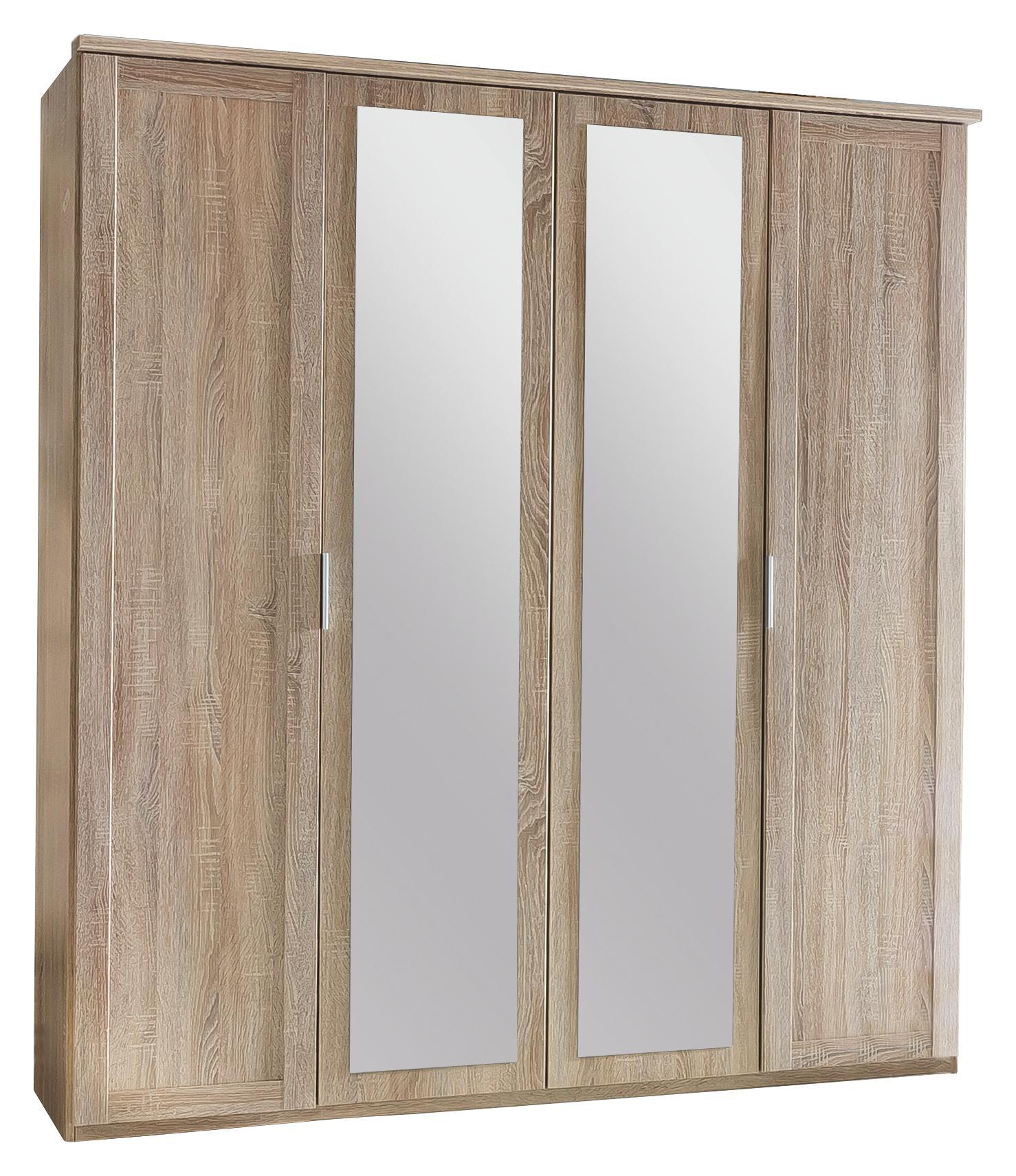 Drehtürenschrank Nadja B: ca. 180 cm - Eichefarben, KONVENTIONELL, Glas/Holzwerkstoff (180/208/58cm) - Cantus