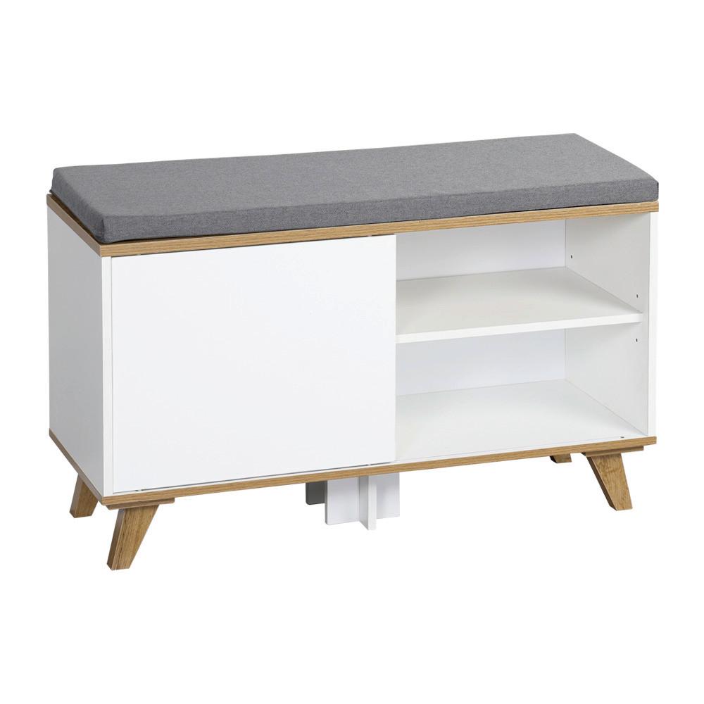 GARDEROBENBANK Grau/Weiß B: 30cm - Eichefarben/Weiß, Basics, Holzwerkstoff/Textil (30/48/77cm) - Kesper