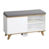 GARDEROBENBANK Grau/Weiß B: 30cm - Eichefarben/Weiß, Basics, Holzwerkstoff/Textil (30/48/77cm) - Kesper