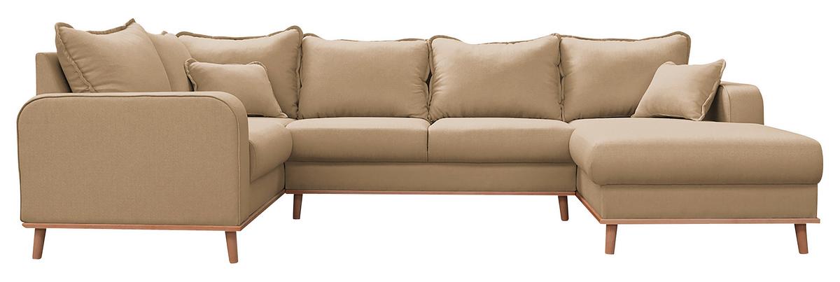 Wohnlandschaft Beata Sandfarben U: 167x296x170 cm - Sandfarben/Wengefarben, Design, Textil (167/296/170cm) - Livetastic