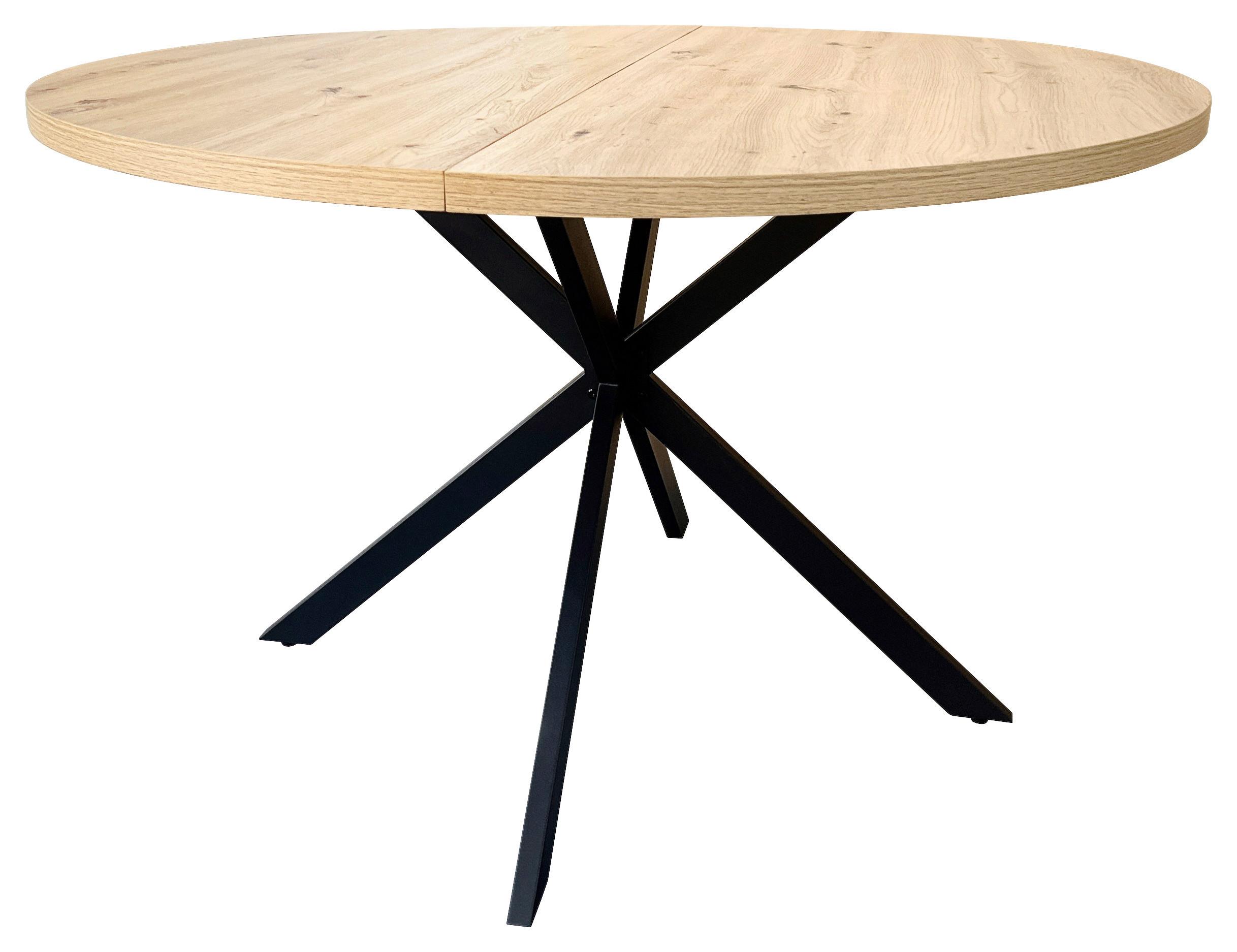 Esstisch Rund Monte 120x75 cm Schwarz/Eichefarben - Eichefarben/Schwarz, MODERN, Holzwerkstoff/Metall (120/120/75cm) - MID.YOU