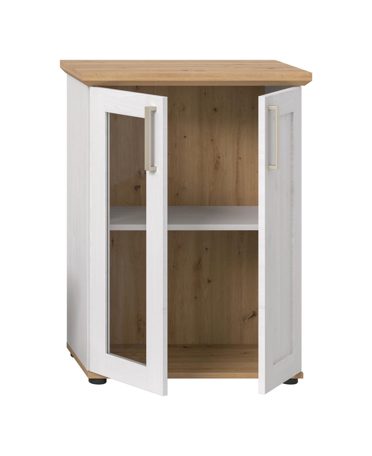 Vitrine Verona Lärchefarben /Eiche Dekor B: 64cm - Lärchefarben/Schwarz, Design, Holzwerkstoff (64/88/37cm) - Livetastic