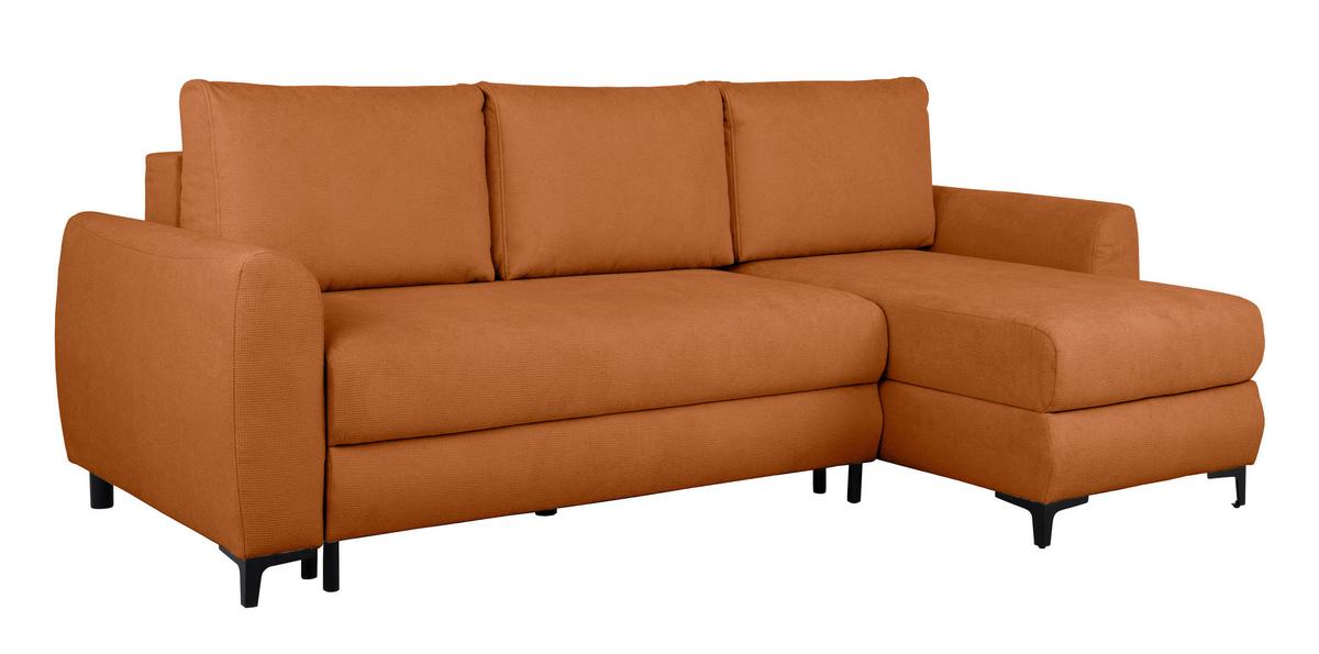 Ecksofa Moli, Rostfarben S: 236x148 cm - Rostfarben/Schwarz, Design, Textil (236/148cm) - MID.YOU