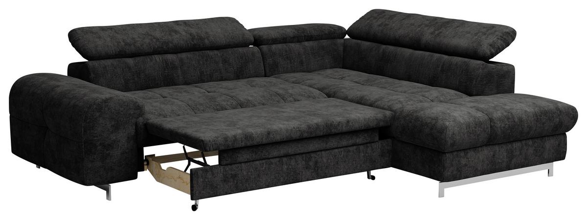 Ecksofa Mit Schlaffunktion Cloud + Schwarz - Chromfarben/Schwarz, KONVENTIONELL, Textil (206/257cm) - Livetastic