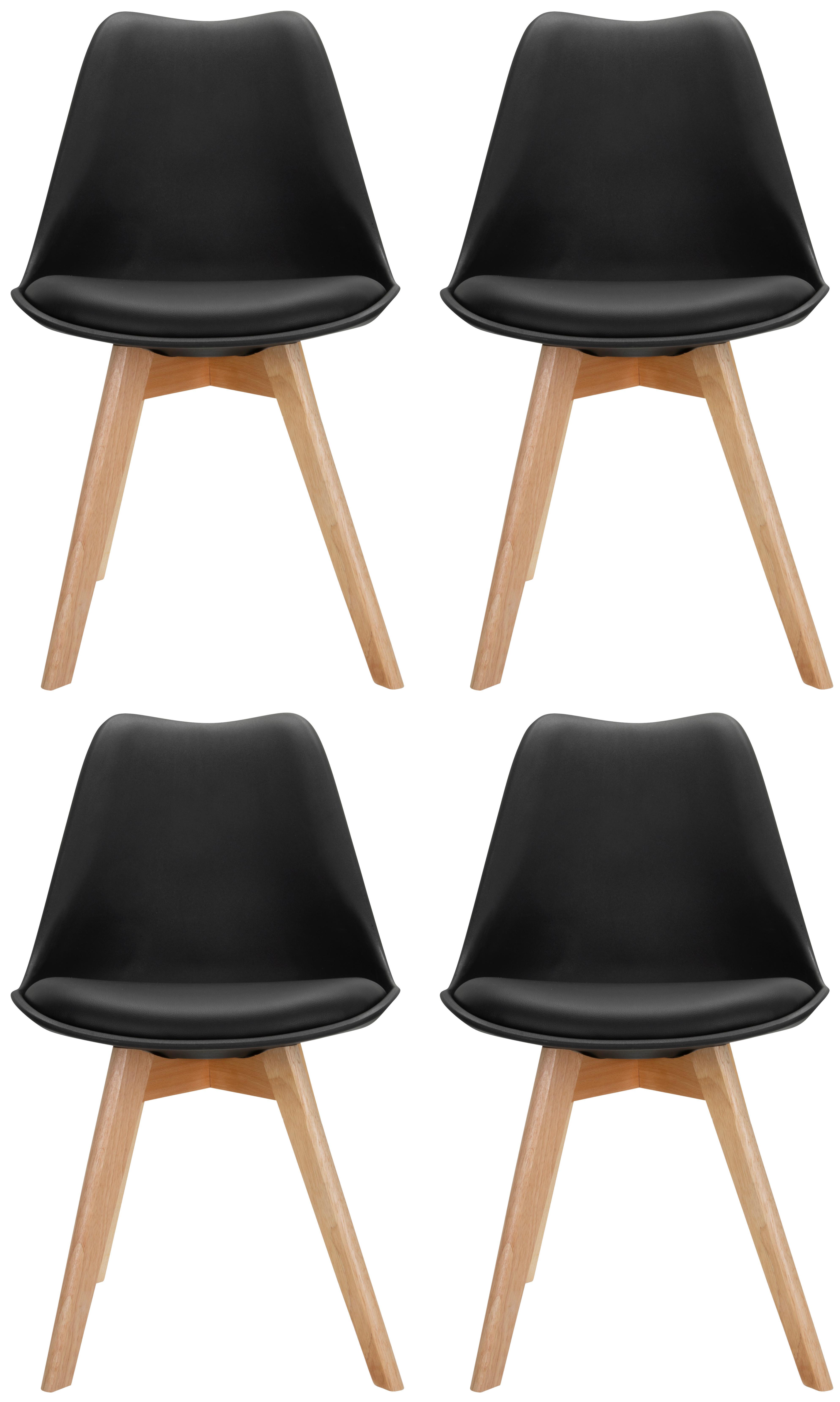 Stuhl-Set 4er Scandi Schwarz - Buchefarben/Schwarz, MODERN, Holz/Kunststoff (748/87/56cm) - MID.YOU