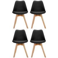 Stuhl-set 4er Scandi Schwarz - Buchefarben/Schwarz, MODERN, Holz/Kunststoff (48/87/56cm) - MID.YOU