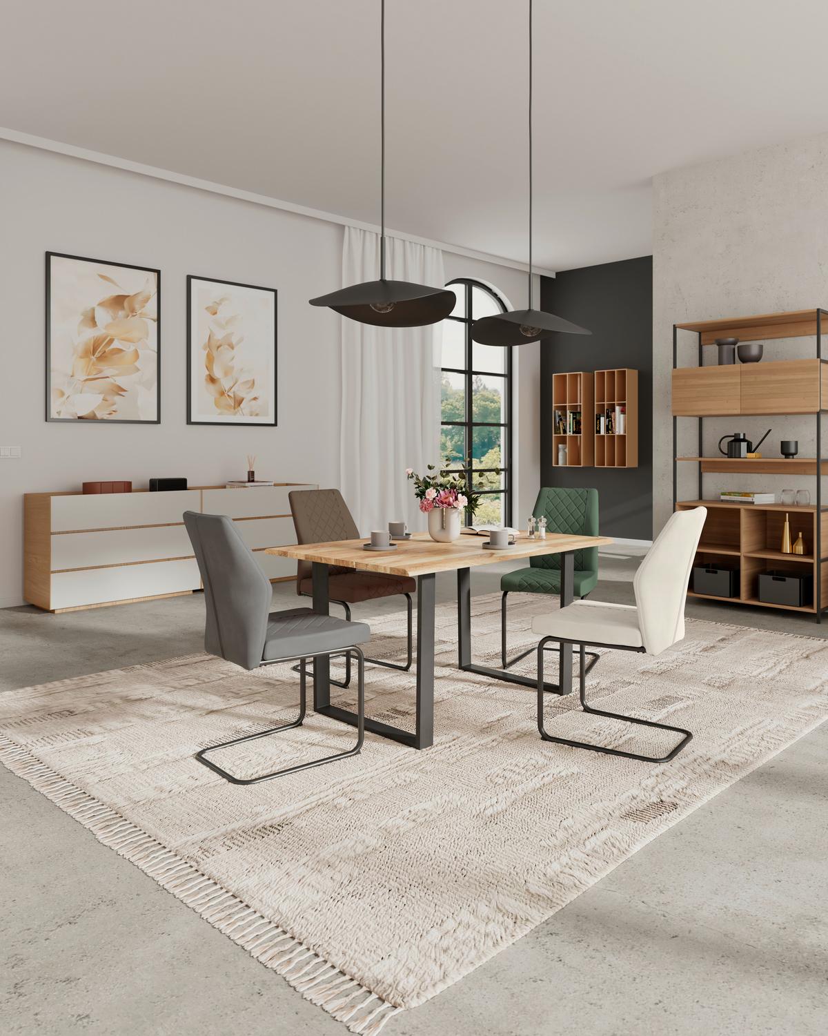 Esstisch Echtholz Mundra 140x76 cm Schwarz/Akazienfarbe - Schwarz/Akaziefarben, KONVENTIONELL, Holz/Metall (140/76/90cm)