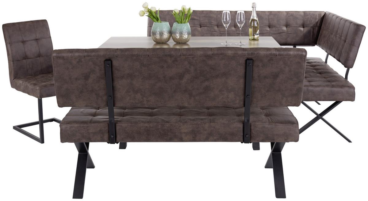 Eckbank Vintage Braun Lederlook Donna 200x150 Cm - Anthrazit/Braun, MODERN, Textil/Metall (200/150cm)