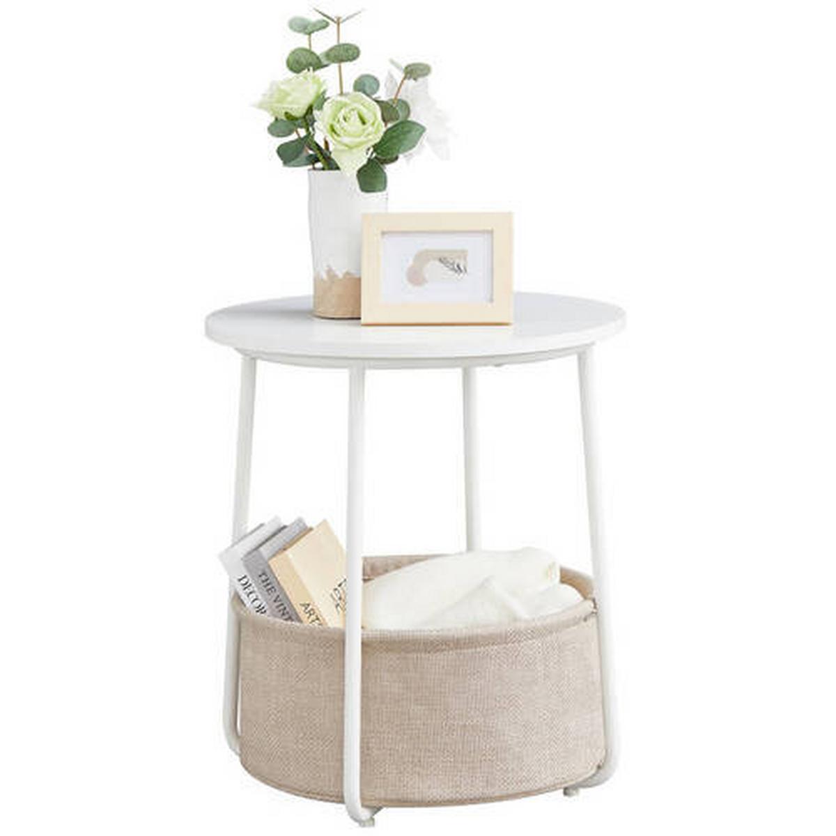 PRÍRUČNÝ STOLÍK VASAGLE - biela/béžová, Design, kov/drevo (45/45/51cm) - Boxxx
