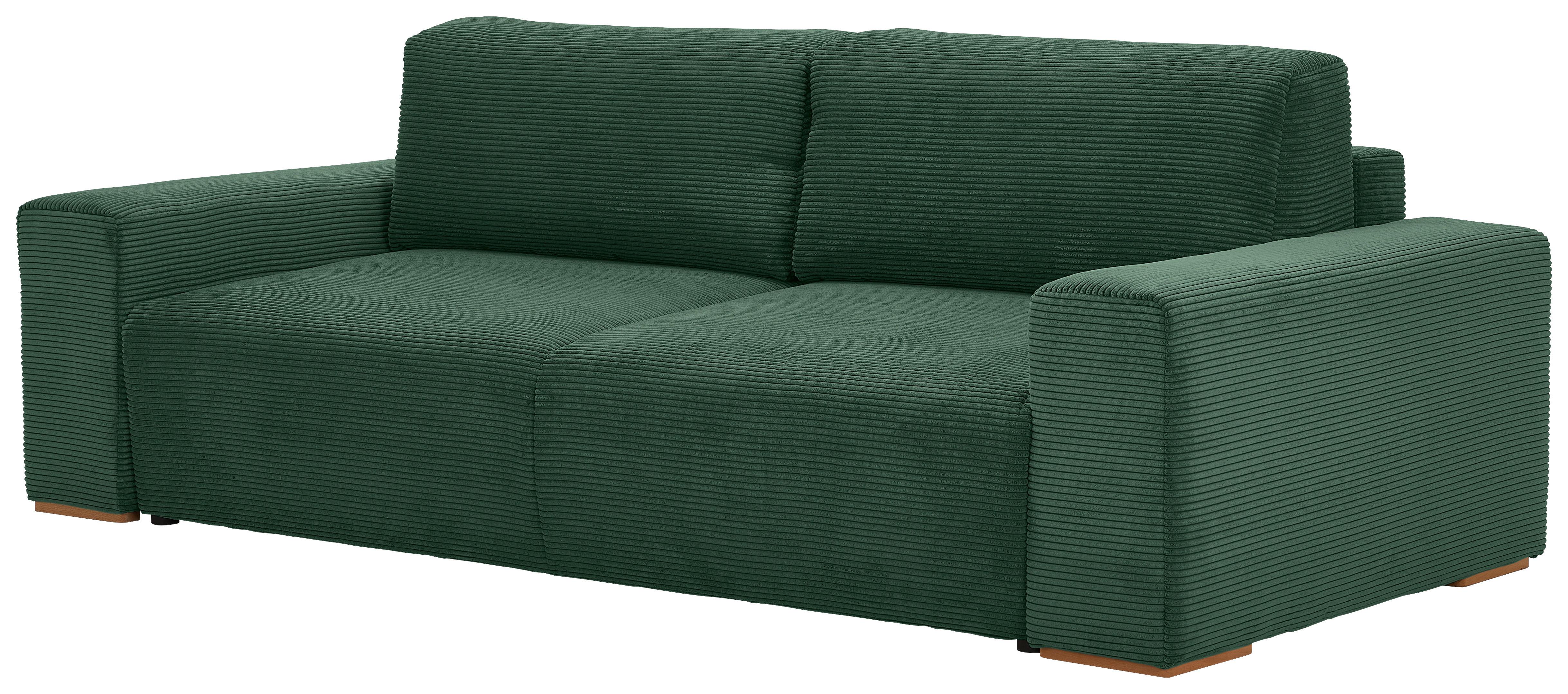 Schlafsofa Vouge Grün Bettkasten, B: 255 Cm - Buchefarben/Schwarz, KONVENTIONELL, Textil (255/86/123cm) - Livetastic