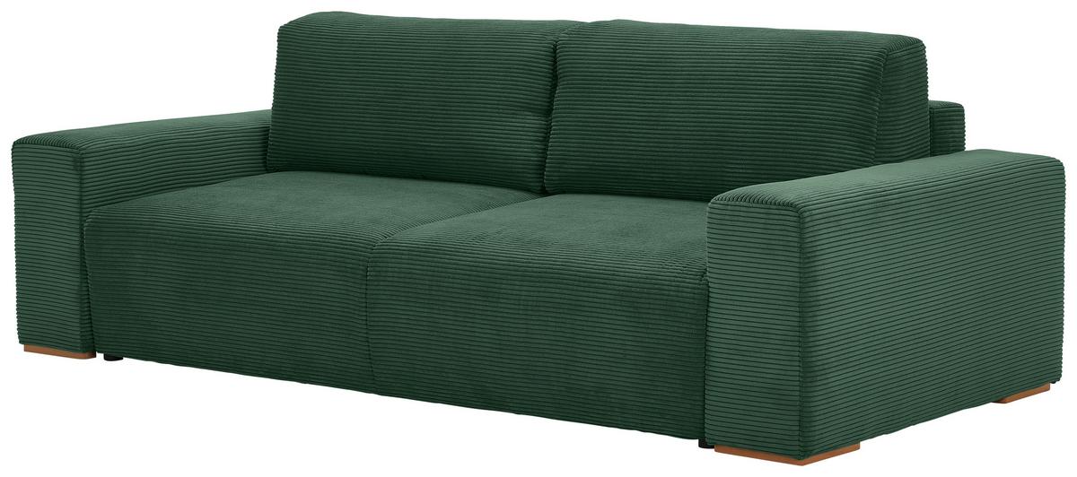 Schlafsofa Vouge Grün Bettkasten, B: 255 Cm - Buchefarben/Schwarz, KONVENTIONELL, Textil (255/86/123cm) - Livetastic